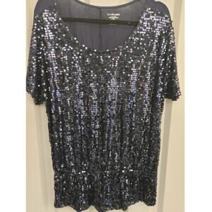 Lane Bryant Top Sequin Sz 14/16 Blue Blouse